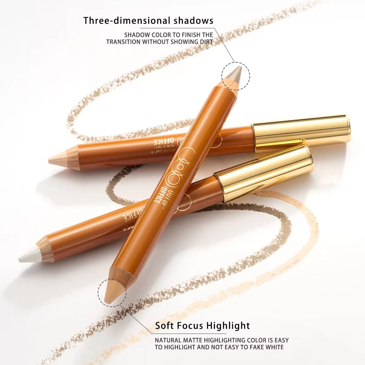 Contour & highlight duo pencil swatch on skin