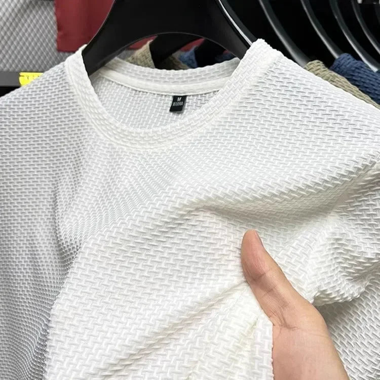Bamboo ice silk tee front view white
