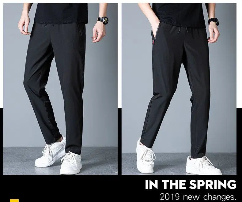 Slim fit jogger pants front view grey