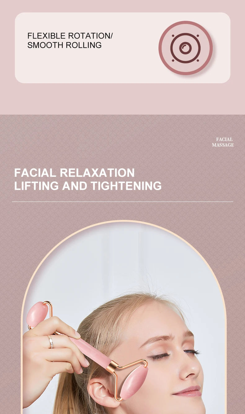Facial massage roller scraper set worn in use