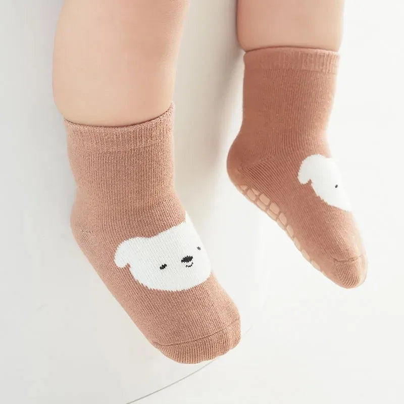 Kids non-slip socks worn on child feet