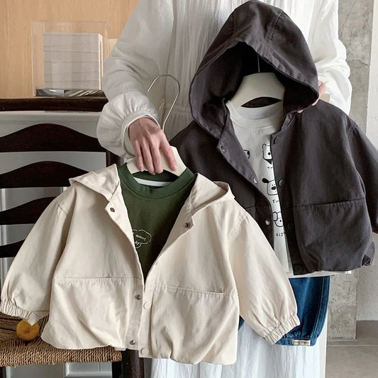 Toddler hooded spring jacket worn by child
