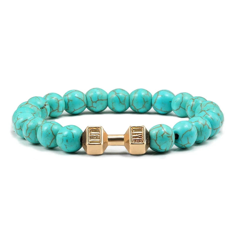 Lava stone beaded bracelet worn on wrist