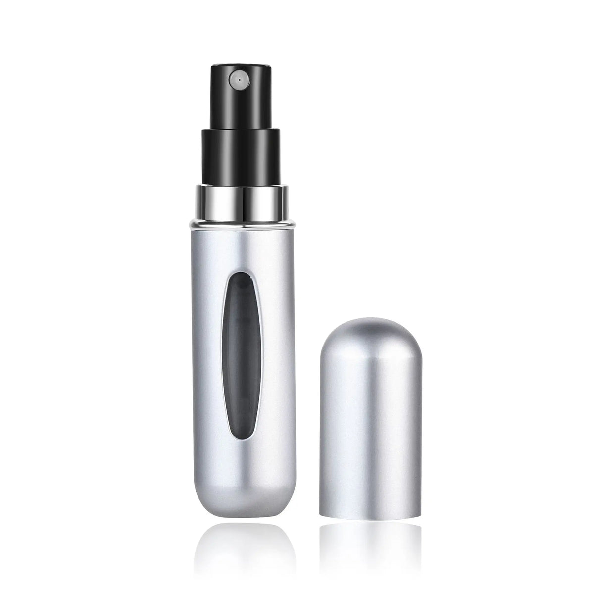 Mini travel perfume atomizer worn in use