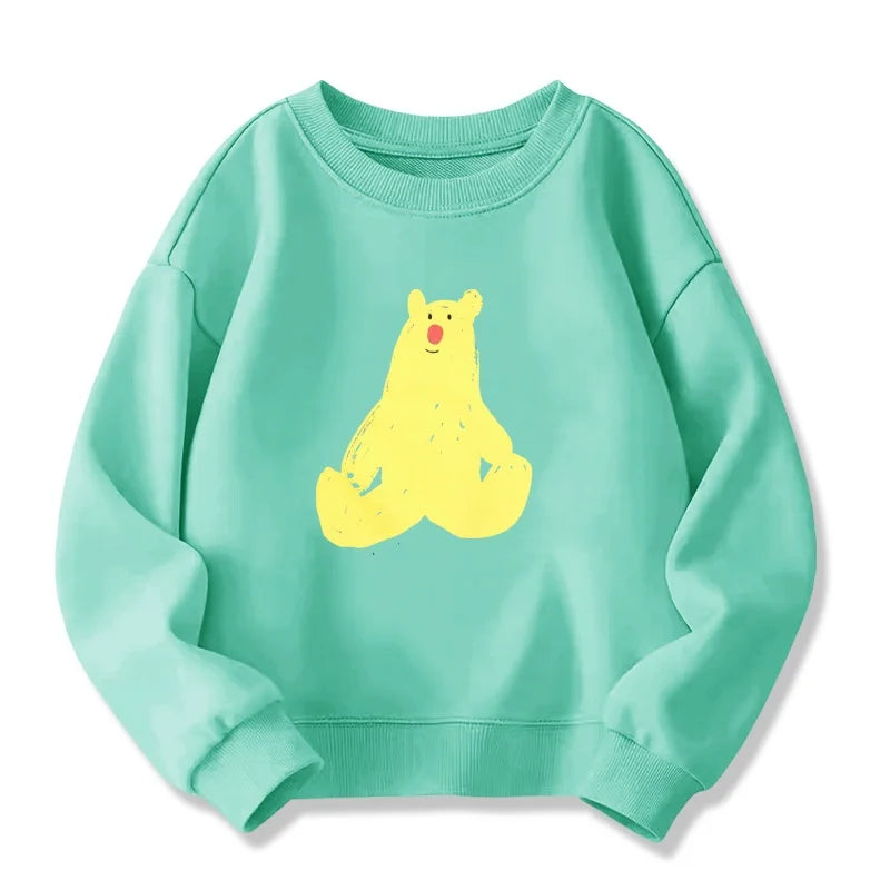 Kids cartoon graphic hoodie worn by child