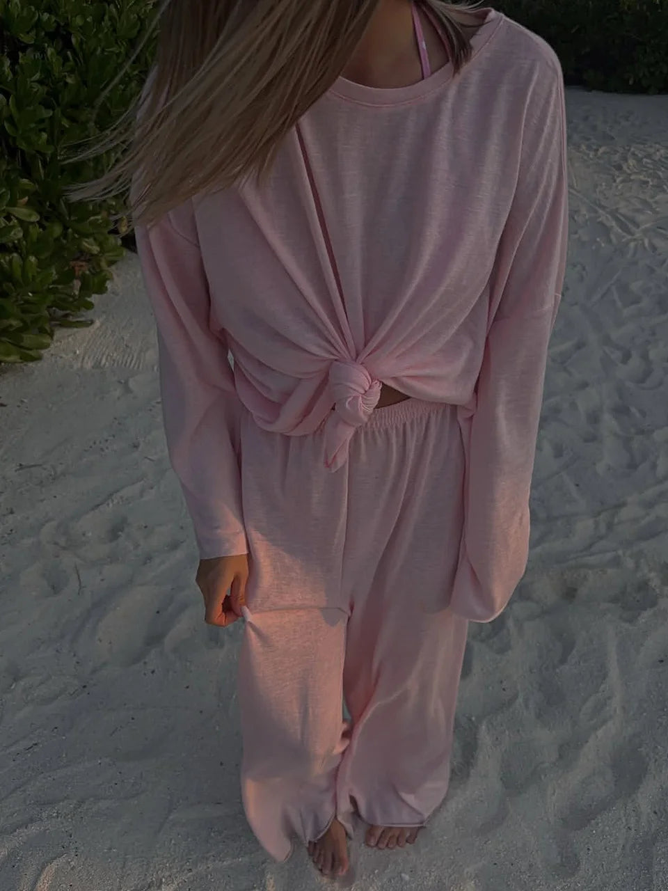 Women's Soft Knit Long Sleeve Tee pink