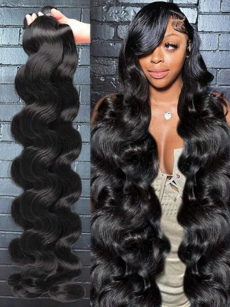 Body wave virgin hair bundles worn styled