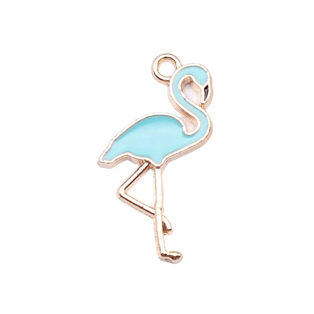 Enamel flamingo charms full pack view