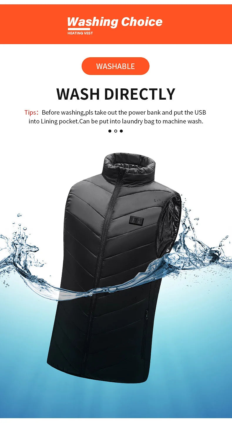 USB heated jacket front view black