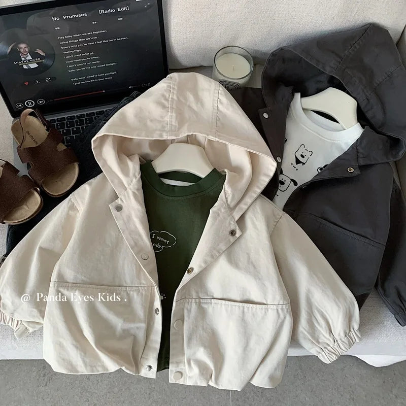 Toddler hooded spring jacket worn by child