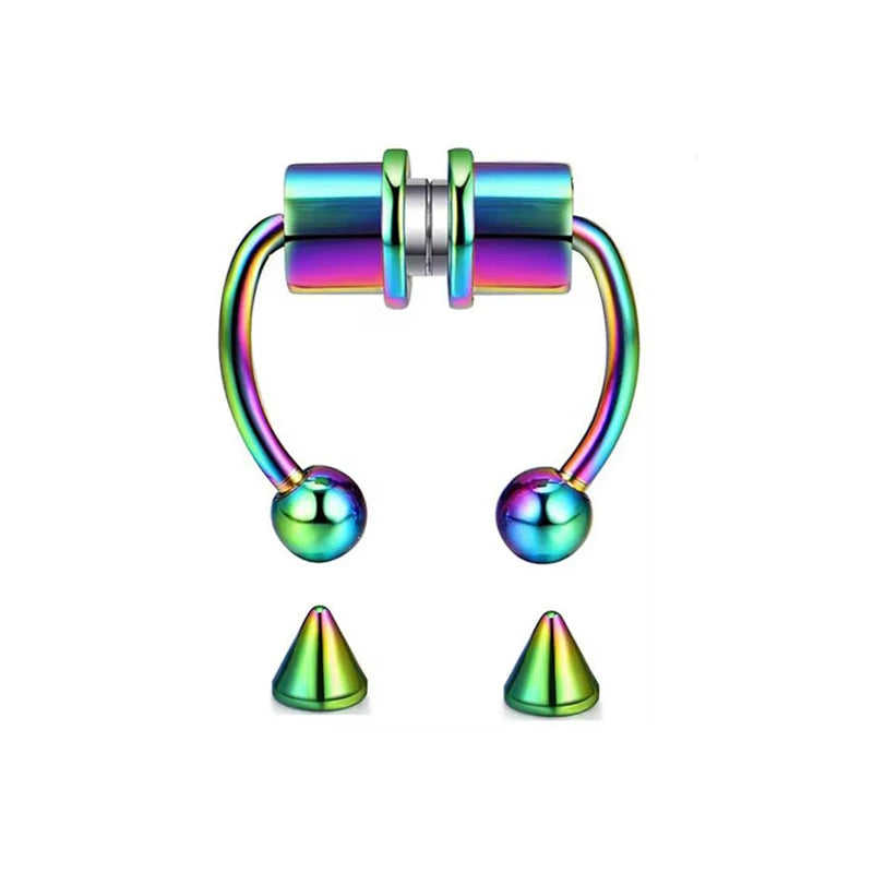 Magnetic faux nose ring worn on model