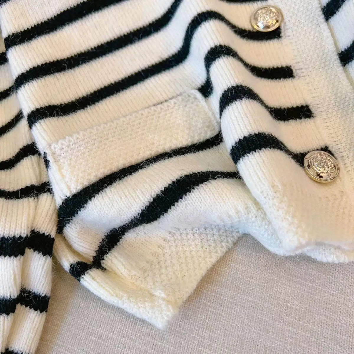 Striped cropped cardigan white color option