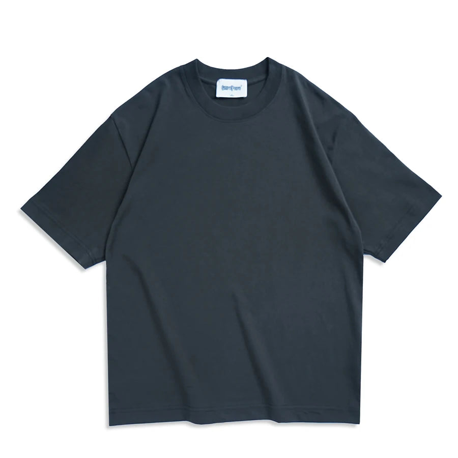 Oversized korean streetwear tee dark grey flat lay