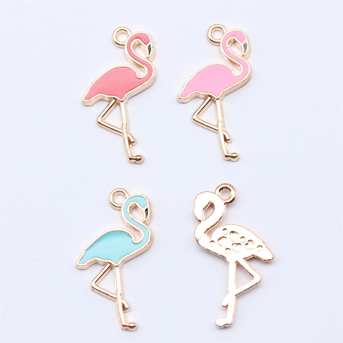 Enamel flamingo charms full pack view