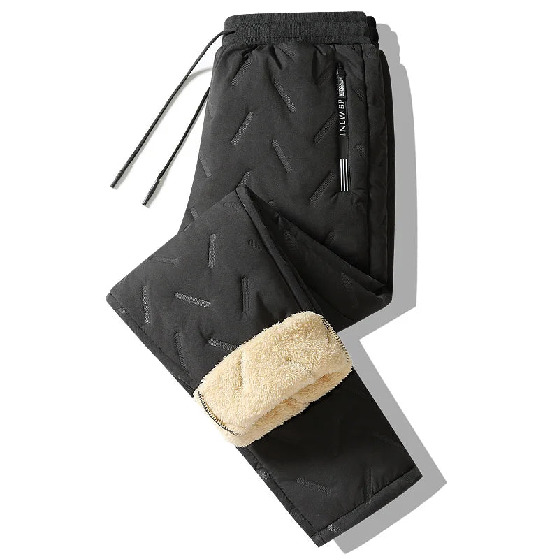 Thermal fleece sweatpants front view black