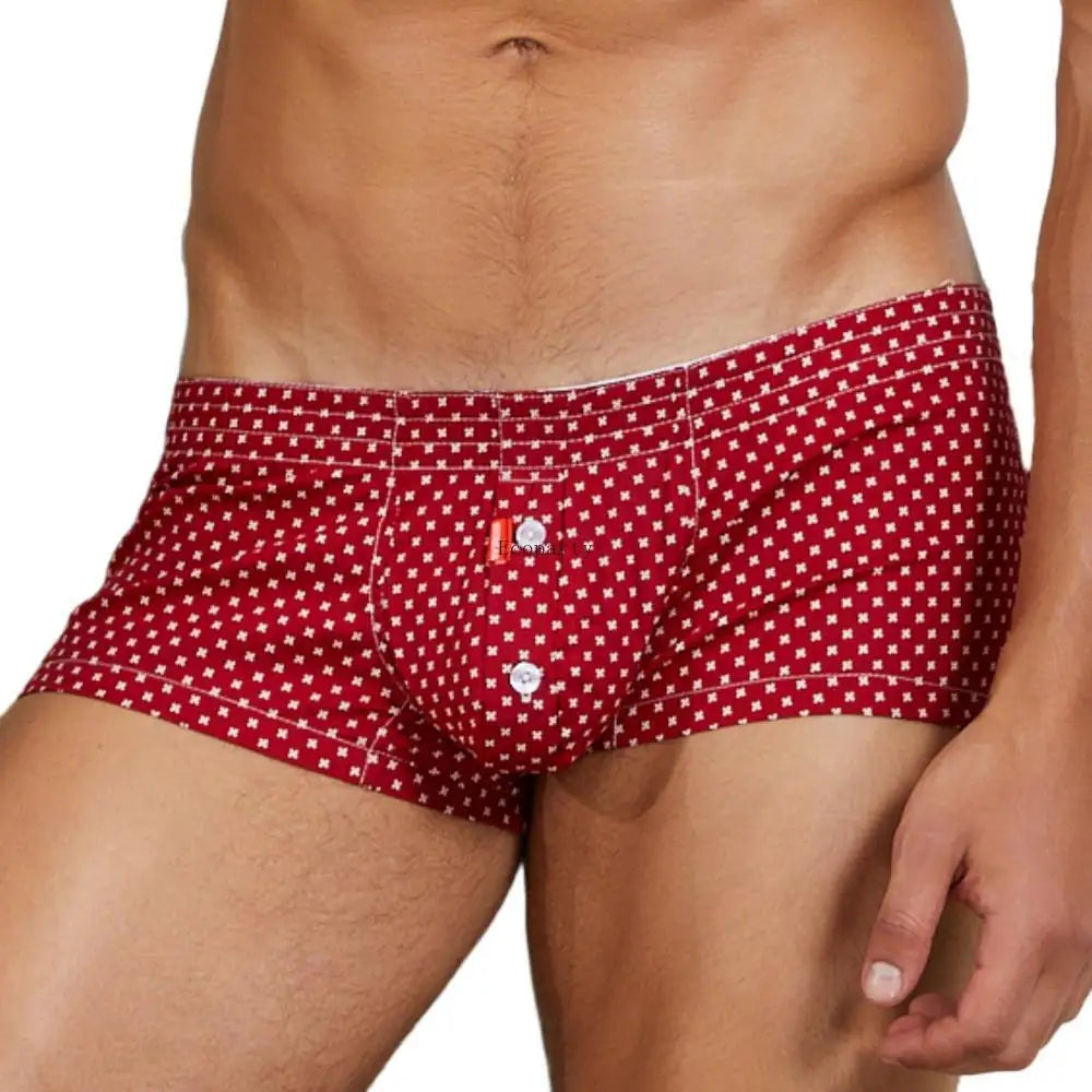 Men's cotton plaid boxer shorts worn model