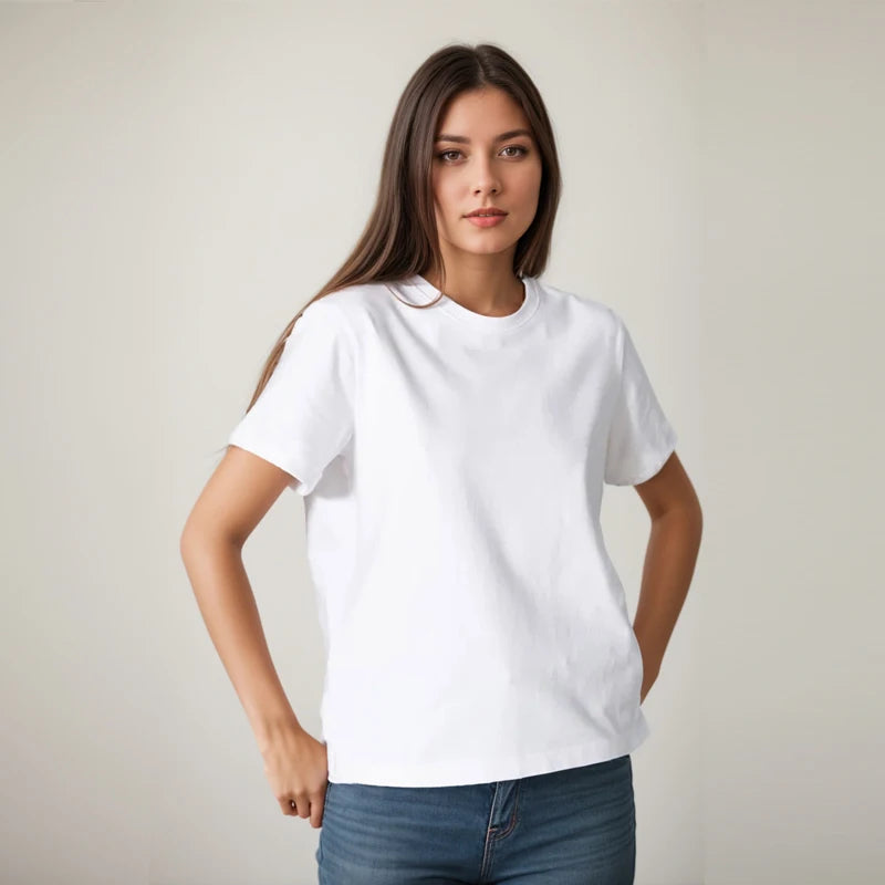 Heavyweight cotton tee front view white