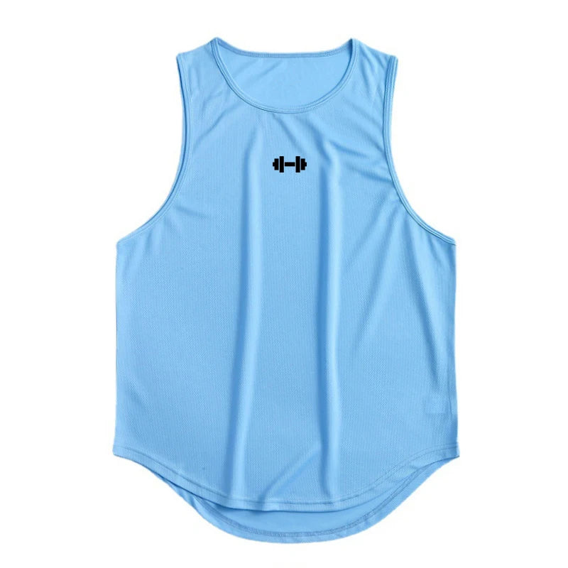 Quick-dry gym tank top front view gray