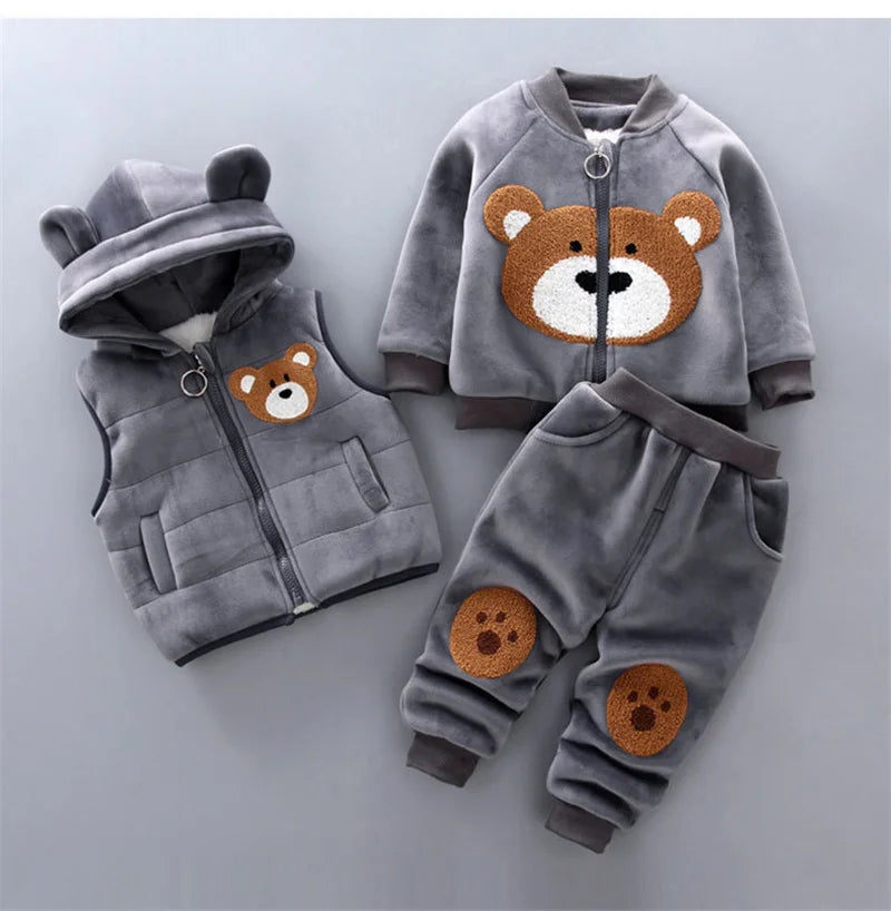 Kids hooded bear sweater set bear ear hood detail