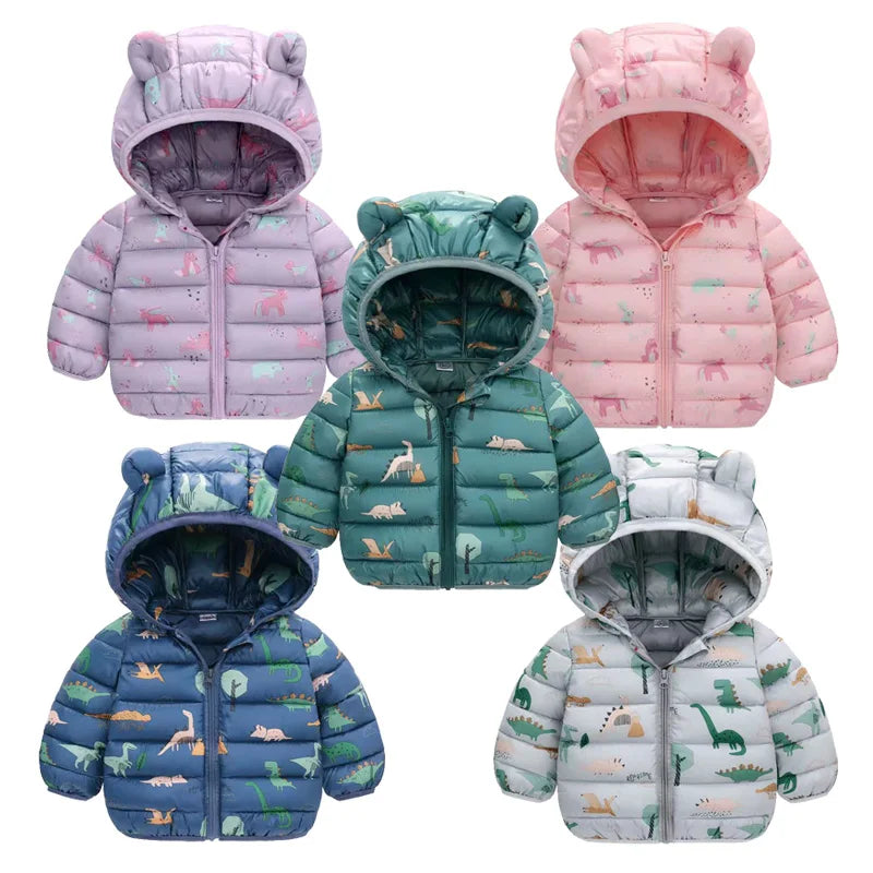 Kids hooded bear jacket bear zip detail