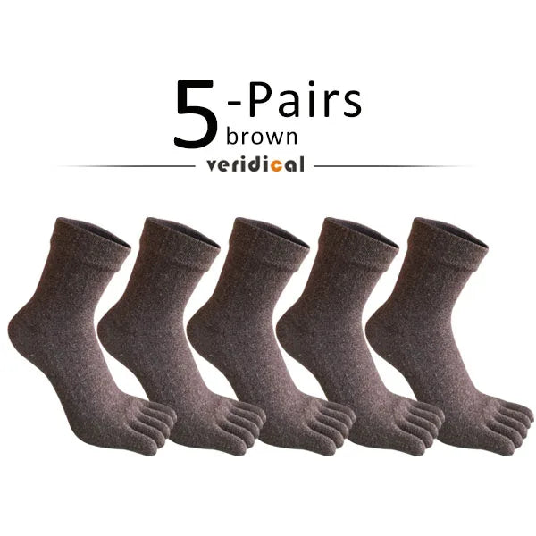 Wool toe socks worn on feet