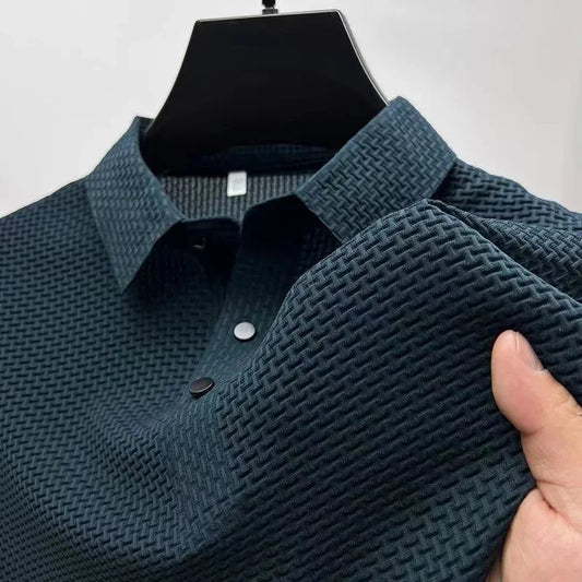 Bone print polo shirt front view green