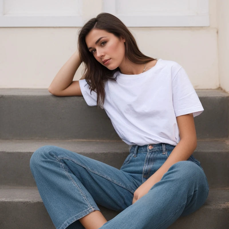 Heavyweight cotton tee front view white