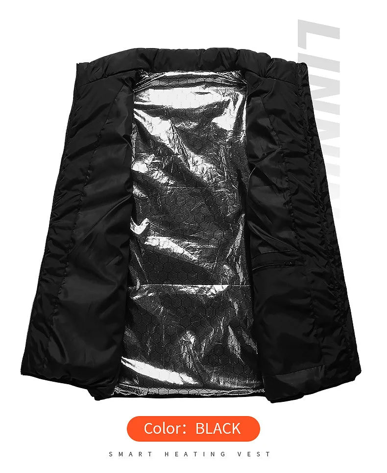 USB heated jacket front view black