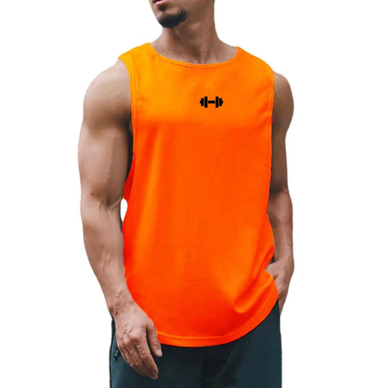 Quick-dry gym tank top front view gray