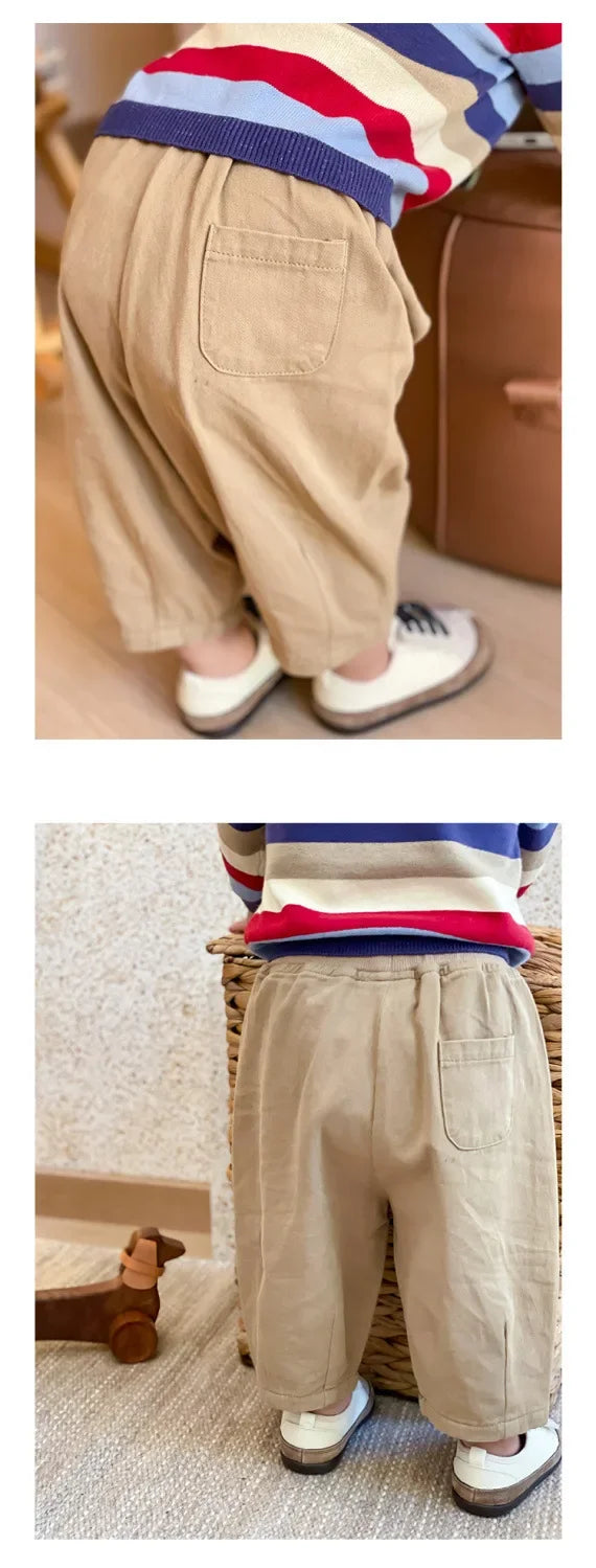 Kids casual ankle pants side pocket detail