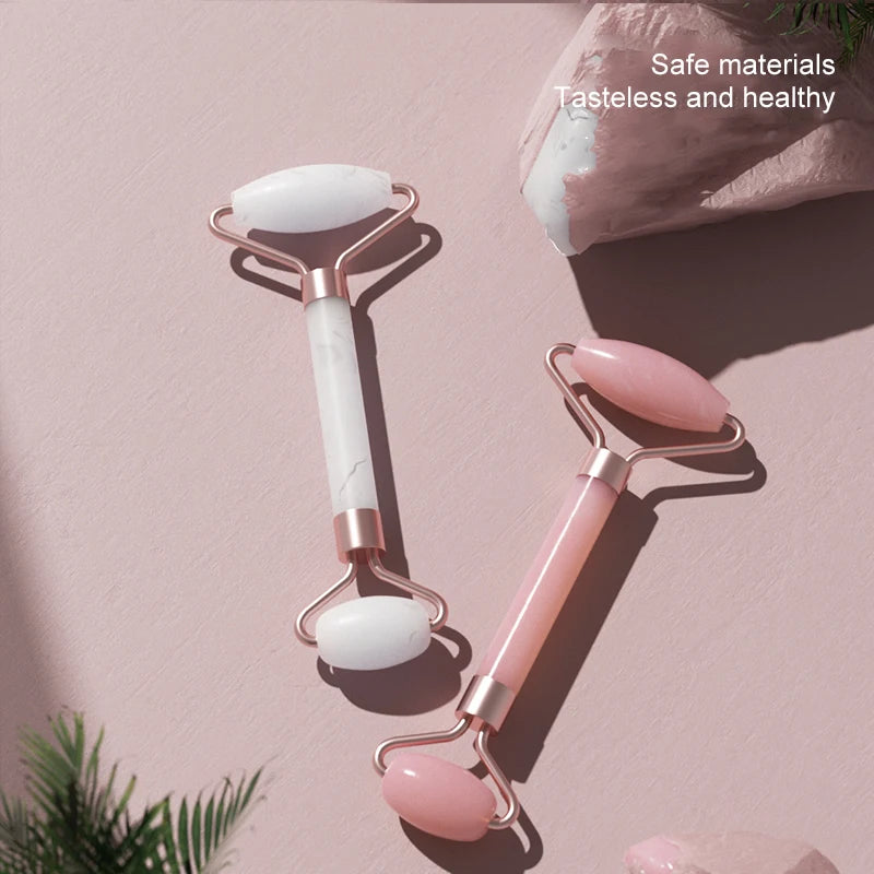 Facial massage roller scraper set worn in use