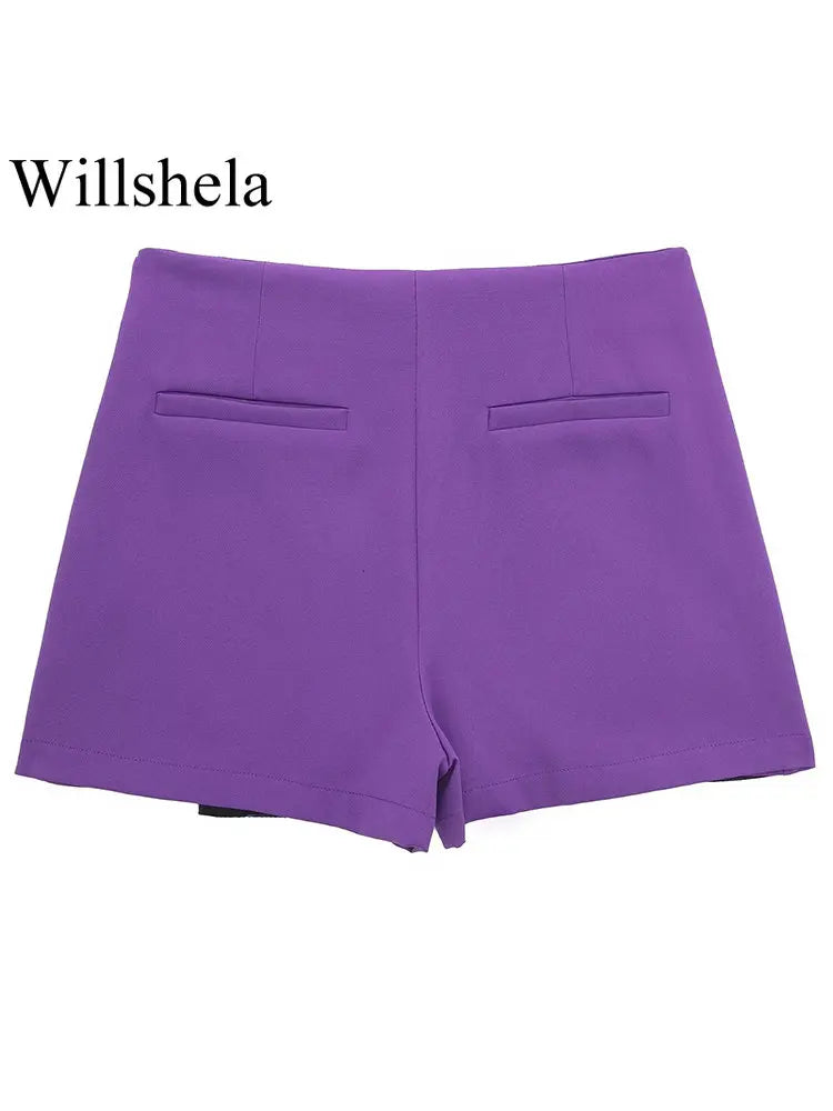 Women's Asymmetrical Side Zip purple front view