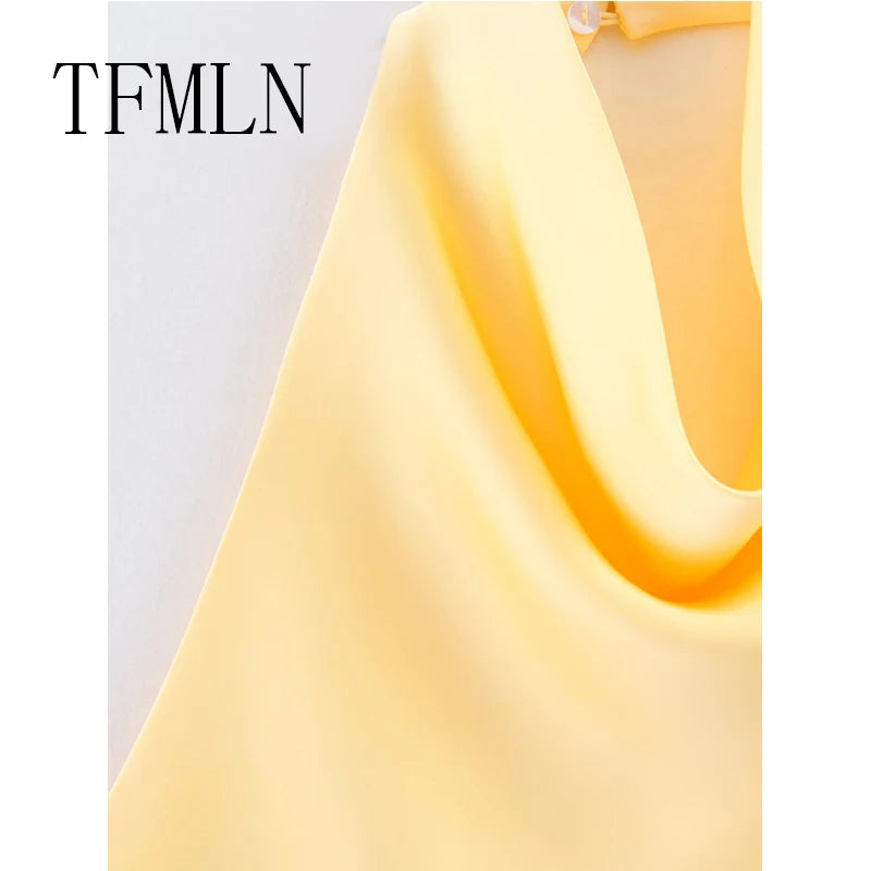 Women's halter neck backless waistcoat top front view