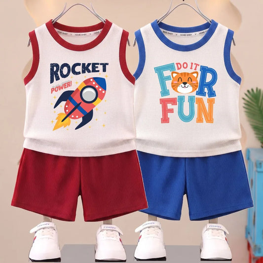Boys vest & shorts set worn by child