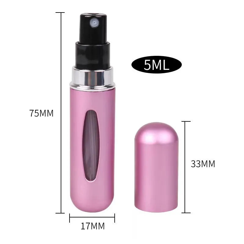 Mini travel perfume atomizer worn in use