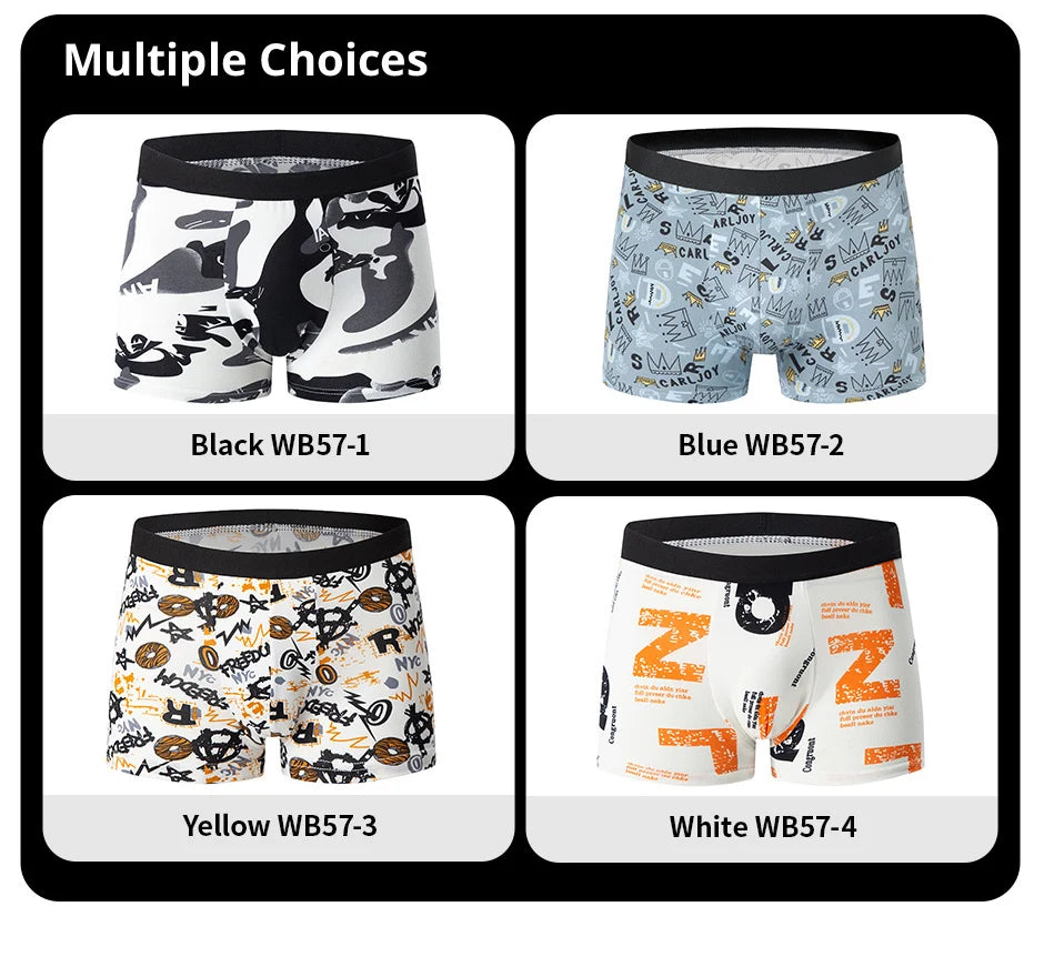 Men's printed boxer shorts worn model