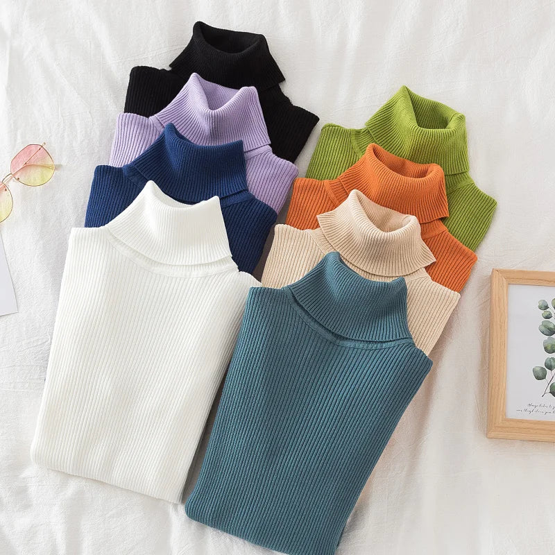 Soft turtleneck sweater front view option