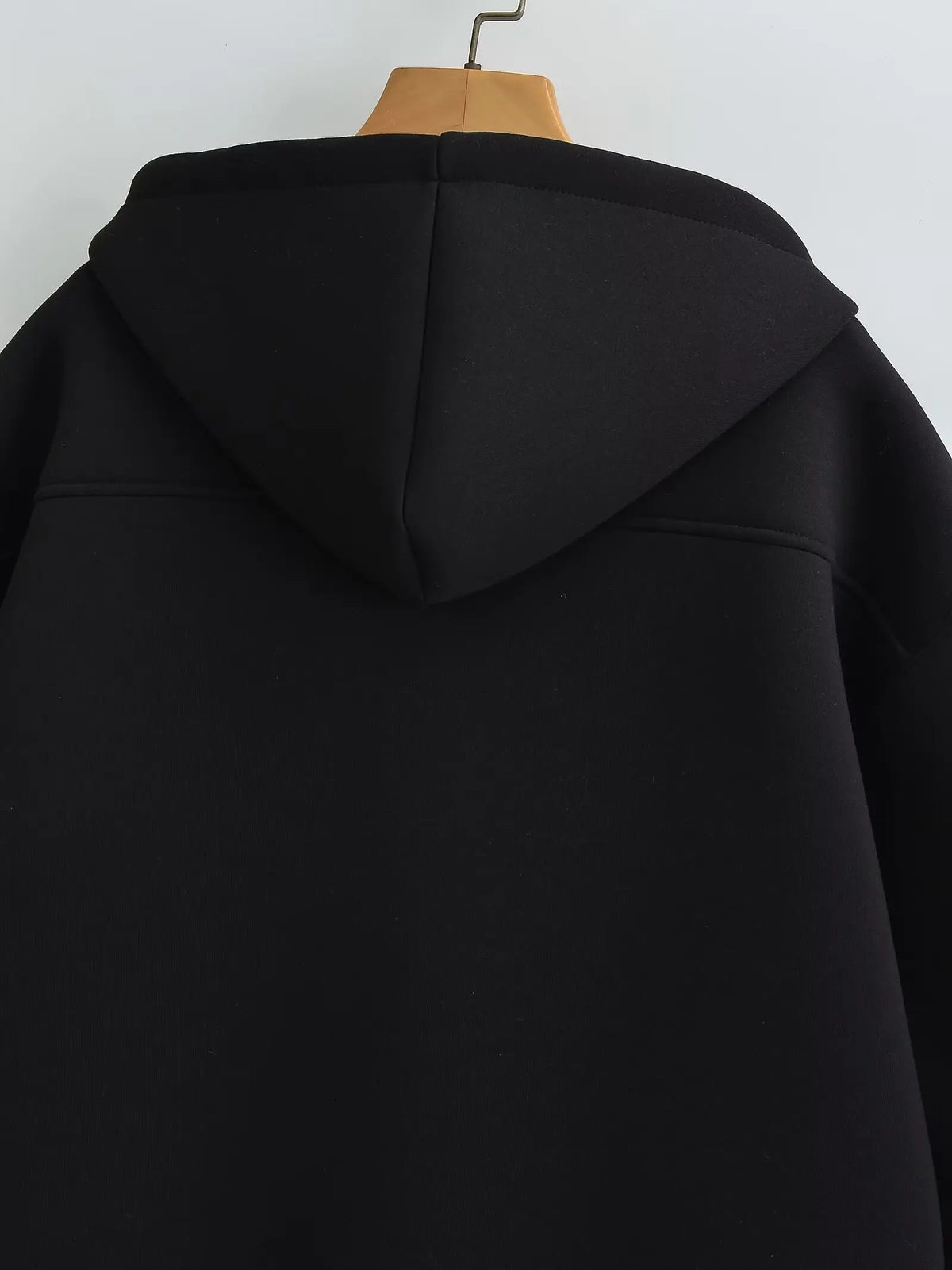 Women's zip-up hoodie jacket front view black