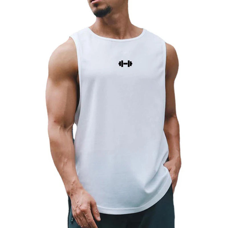 Quick-dry gym tank top front view gray