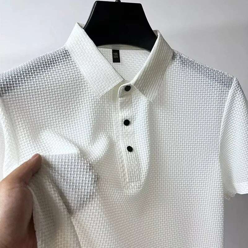 Bone print polo shirt front view green