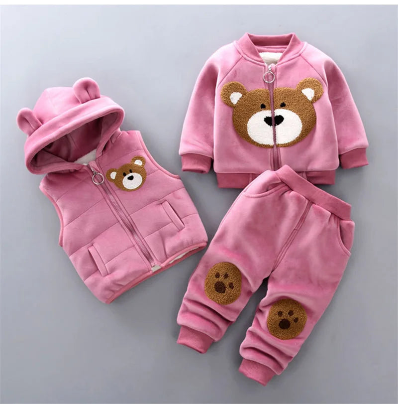 Kids hooded bear sweater set bear ear hood detail