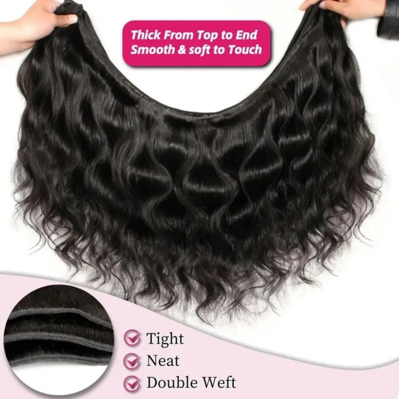 Body wave virgin hair bundles worn styled