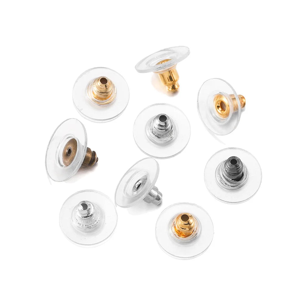 Rubber earring backs attached to earring post
