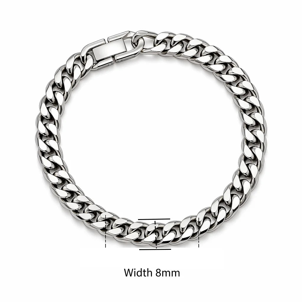 Braided stainless steel bracelet worn on wrist