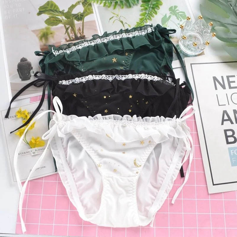 Women's plus size lace milk silk briefs fabric close-up