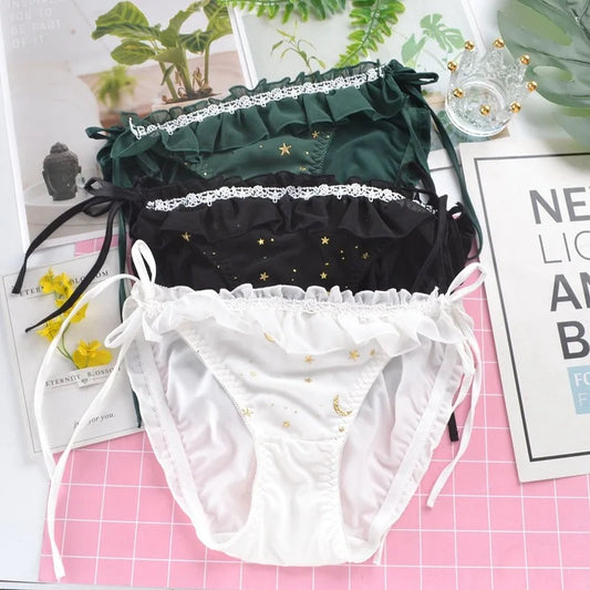 Women's plus size lace milk silk briefs fabric close-up
