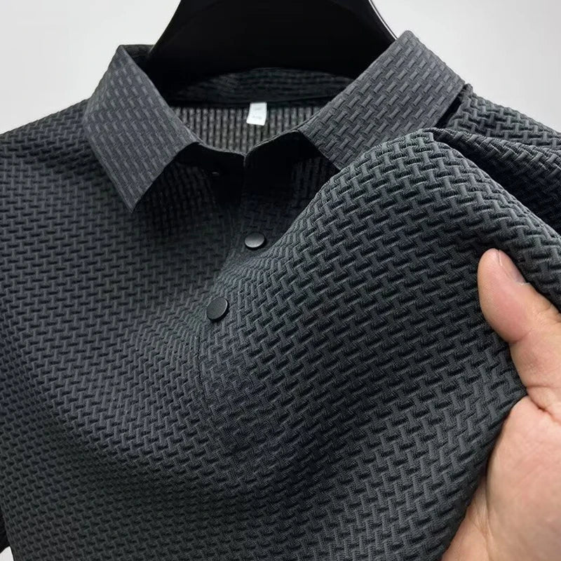 Bone print polo shirt front view green
