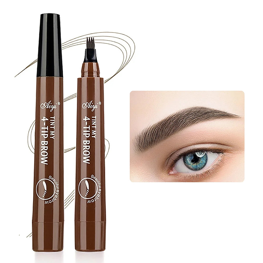 Microblading Eyebrow Pencil with four-tip brush for precise and natural eyebrow application.