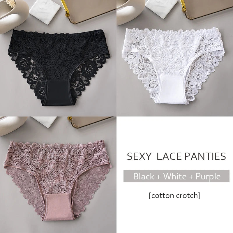 Women's floral lace briefs worn model