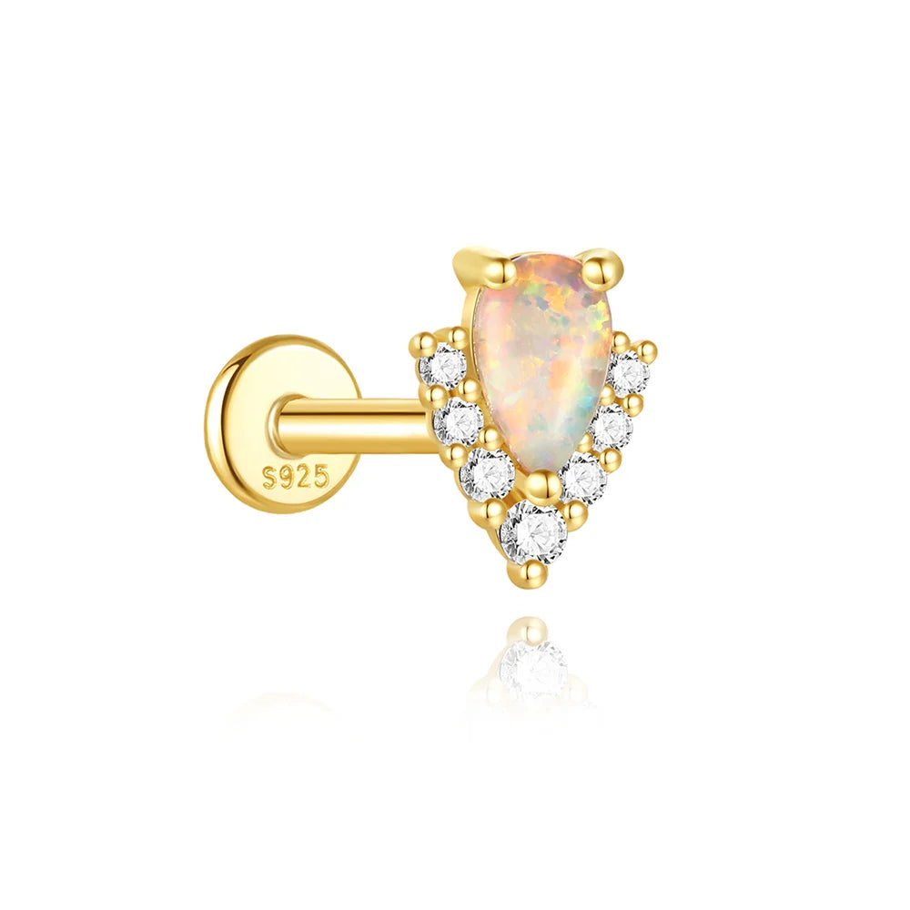 Moonstone geometric stud earrings gold-plated finish